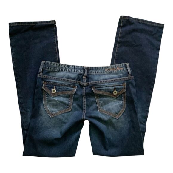 GUESS Jeans Flirty Bootcut dark denim button pocket ladies size 30 - Picture 3 of 5